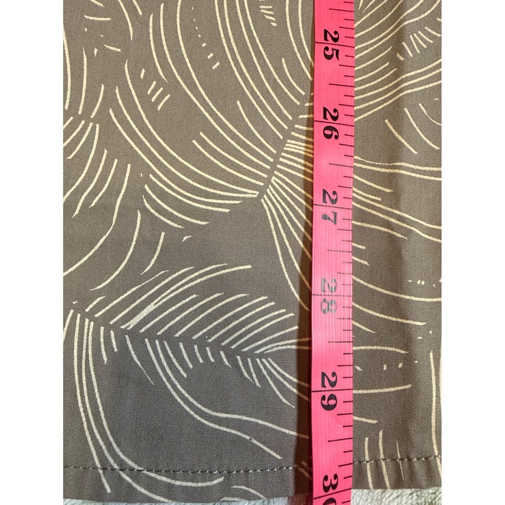 Mens SS Snap Front Shirt Brown Palm Leaf Organic Cotton Blend Hiking Shirt Large - Picture 7 of 9